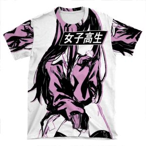 Schoolgirl (Pink) - Sad Anime Japanese Aesthetic AOP T-shirt Tee