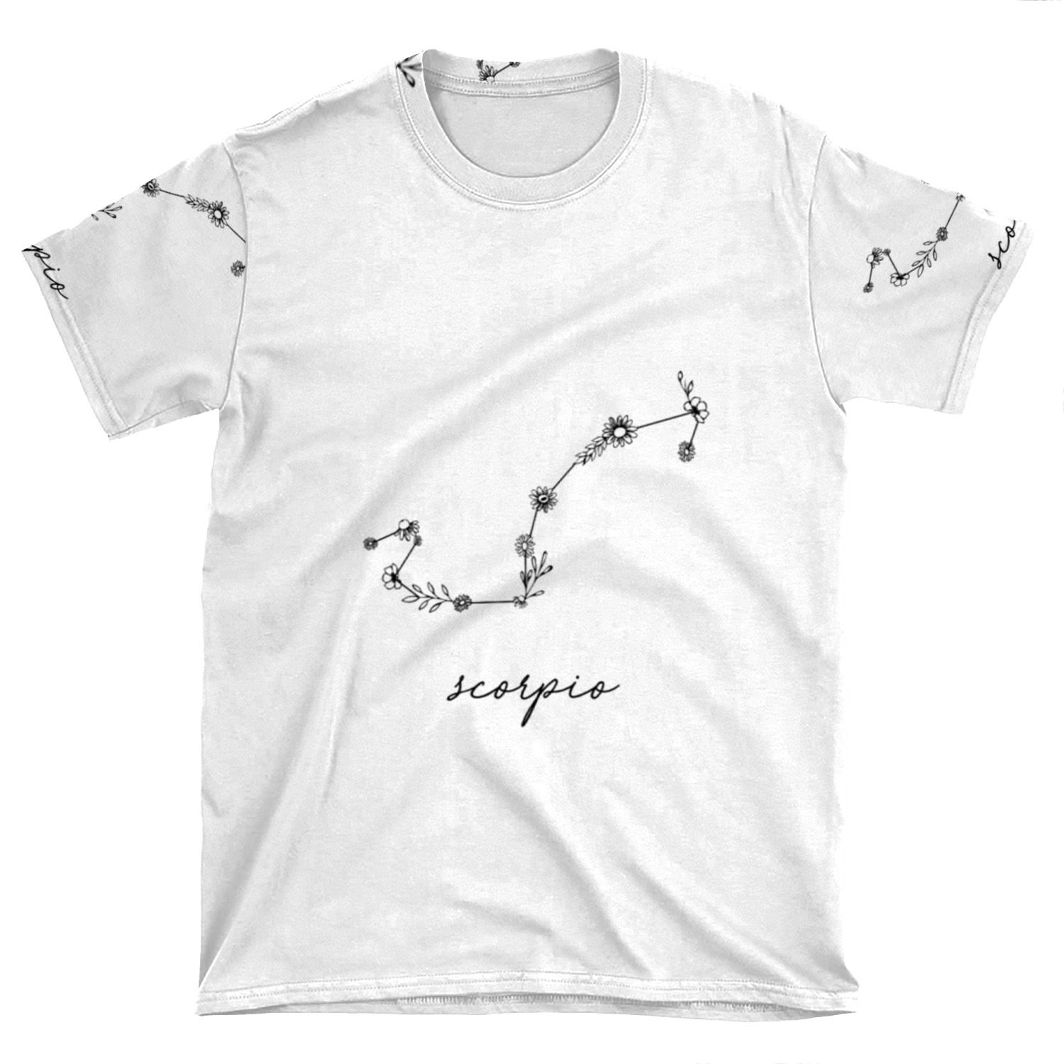 Scorpio Zodiac Wildflower Constellation AOP T-shirt Tee