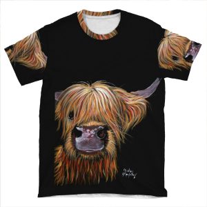 Scottish Hairy Highland Cow 'Henry' By Shirley Macarthur AOP T-shirt Tee