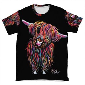 Scottish Highland Cow ' Bolly ' By Shirley Macarthur AOP T-shirt Tee