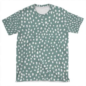 Sea Green Dalmatian Print Mask AOP T-shirt Tee