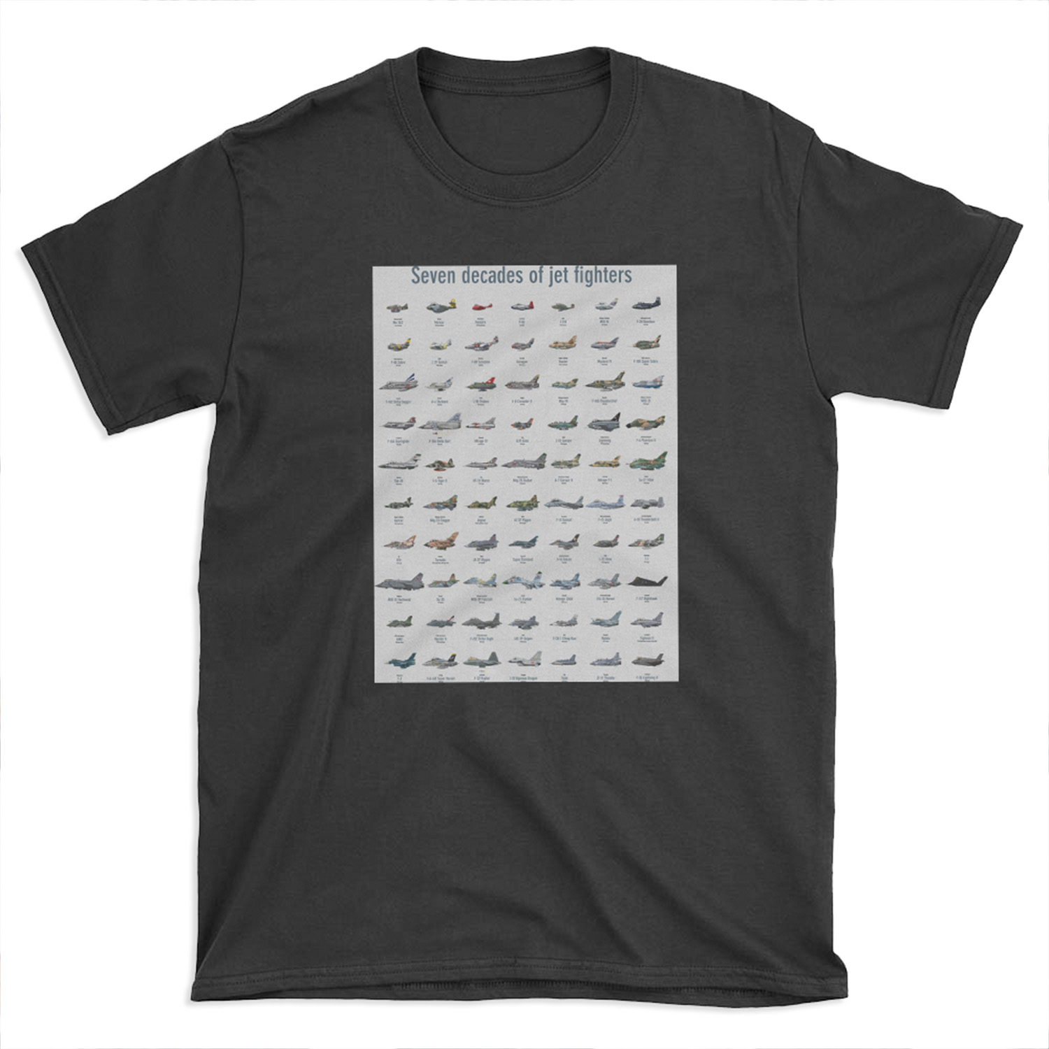 Seven decades of jet fighters T-shirt Tee