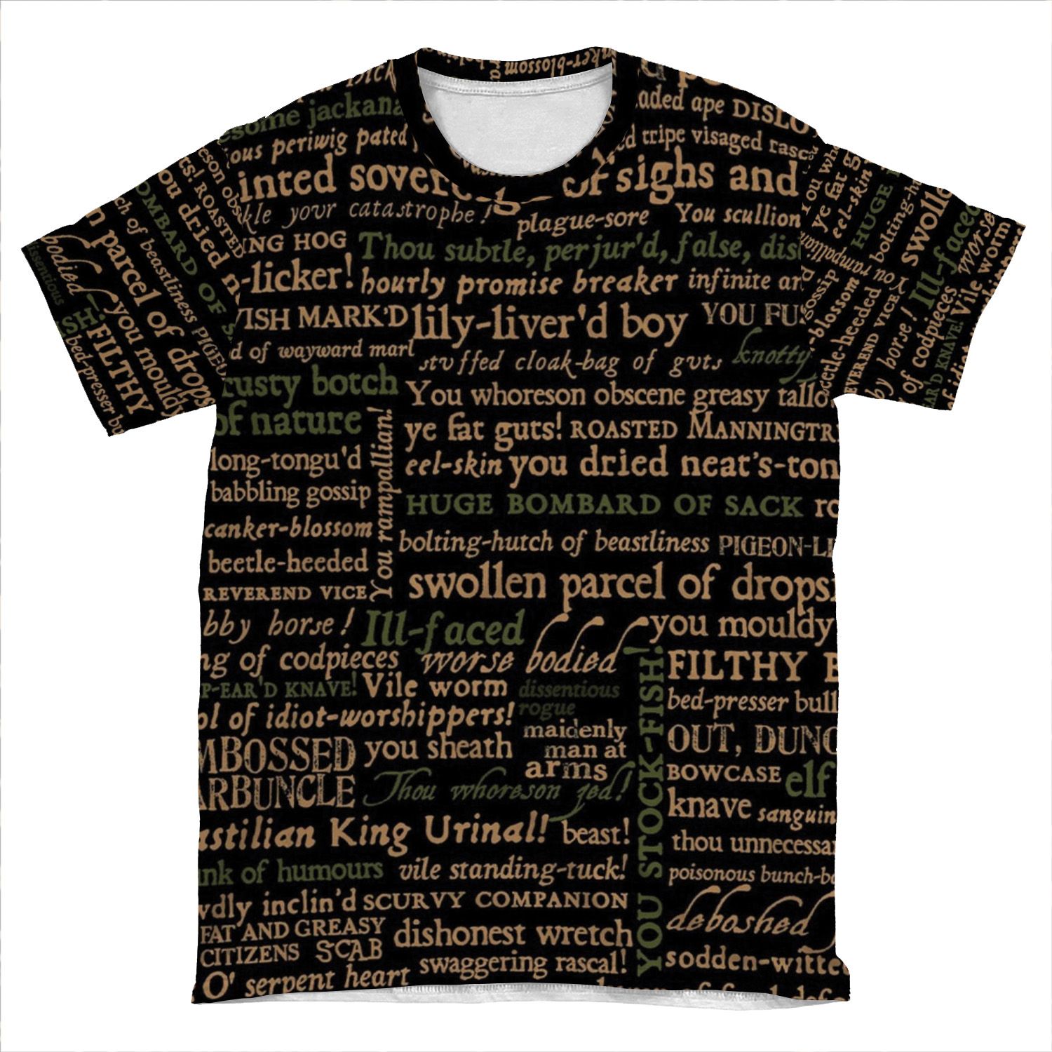 Shakespeare Insults Dark - Revised Edition (By Incognita) AOP T-shirt Tee