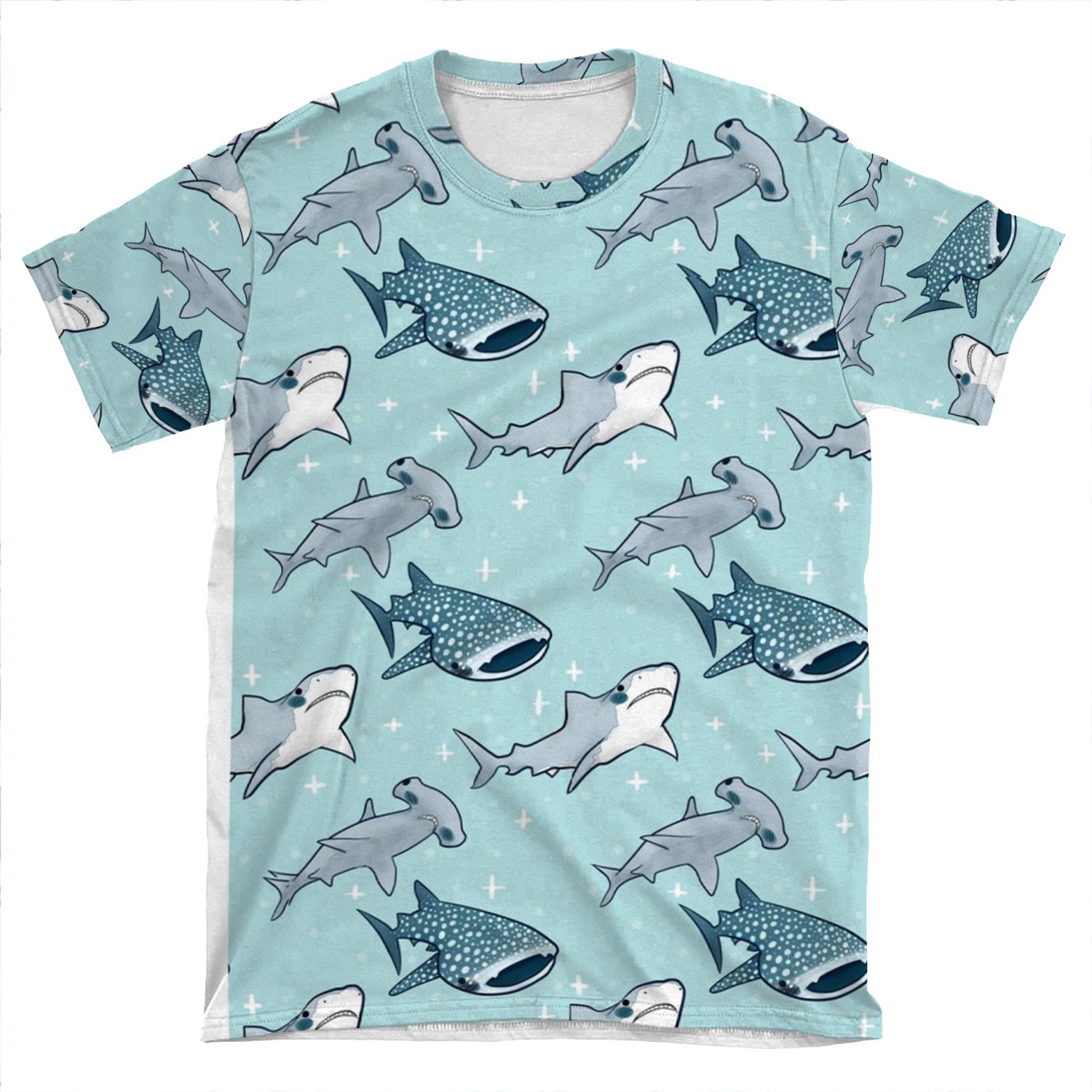 Shark Pattern AOP T-shirt Tee