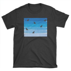 Sharks - shark week trendy black and white minimal kids pattern print ombre blue ocean surfing T-shirt Tee