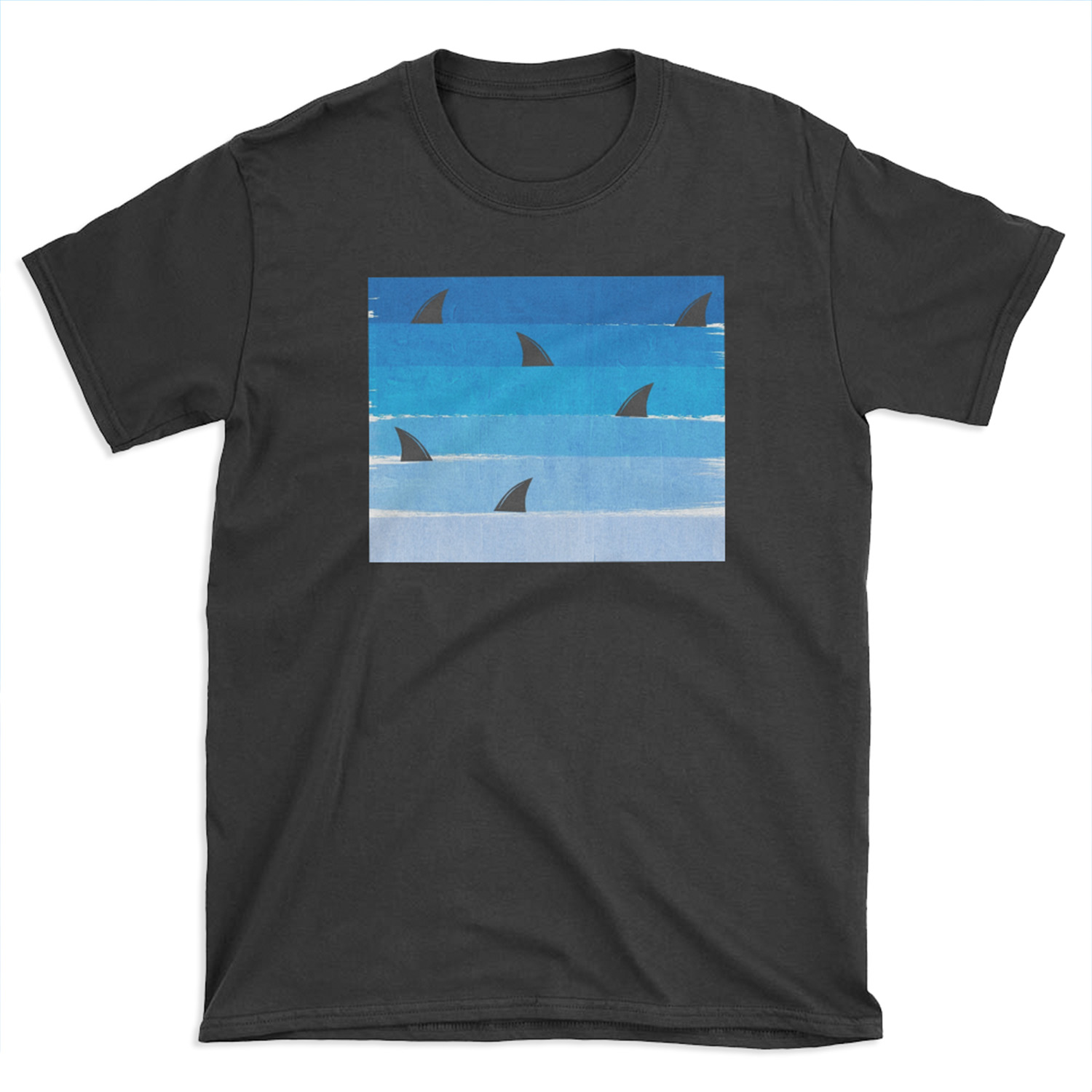 Sharks - shark week trendy black and white minimal kids pattern print ombre blue ocean surfing T-shirt Tee