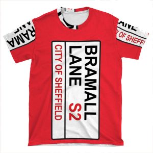 Sheffield Football Team Bramall Lane Street Sign AOP T-shirt Tee
