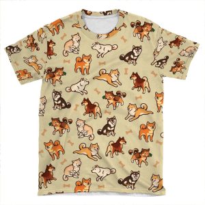 Shibes In Cream AOP T-shirt Tee