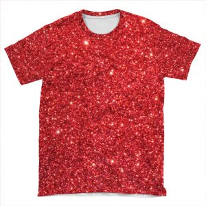 Shiny Sparkly Christmas Cherry Red Glitter AOP T-shirt Tee
