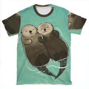 Significant Otters - Otters Holding Hands AOP T-shirt Tee