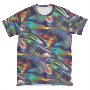 Silver Holographic Print AOP T-shirt Tee