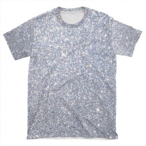 Silver Metallic Sparkly Glitter AOP T-shirt Tee