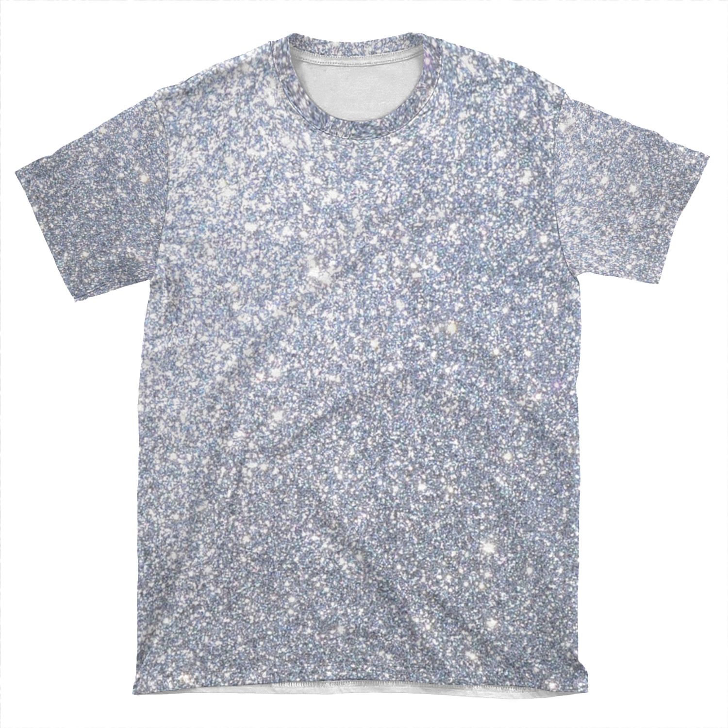 Silver Metallic Sparkly Glitter AOP T-shirt Tee