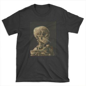 Skull of a Skeleton with Burning Cigarette T-shirt Tee