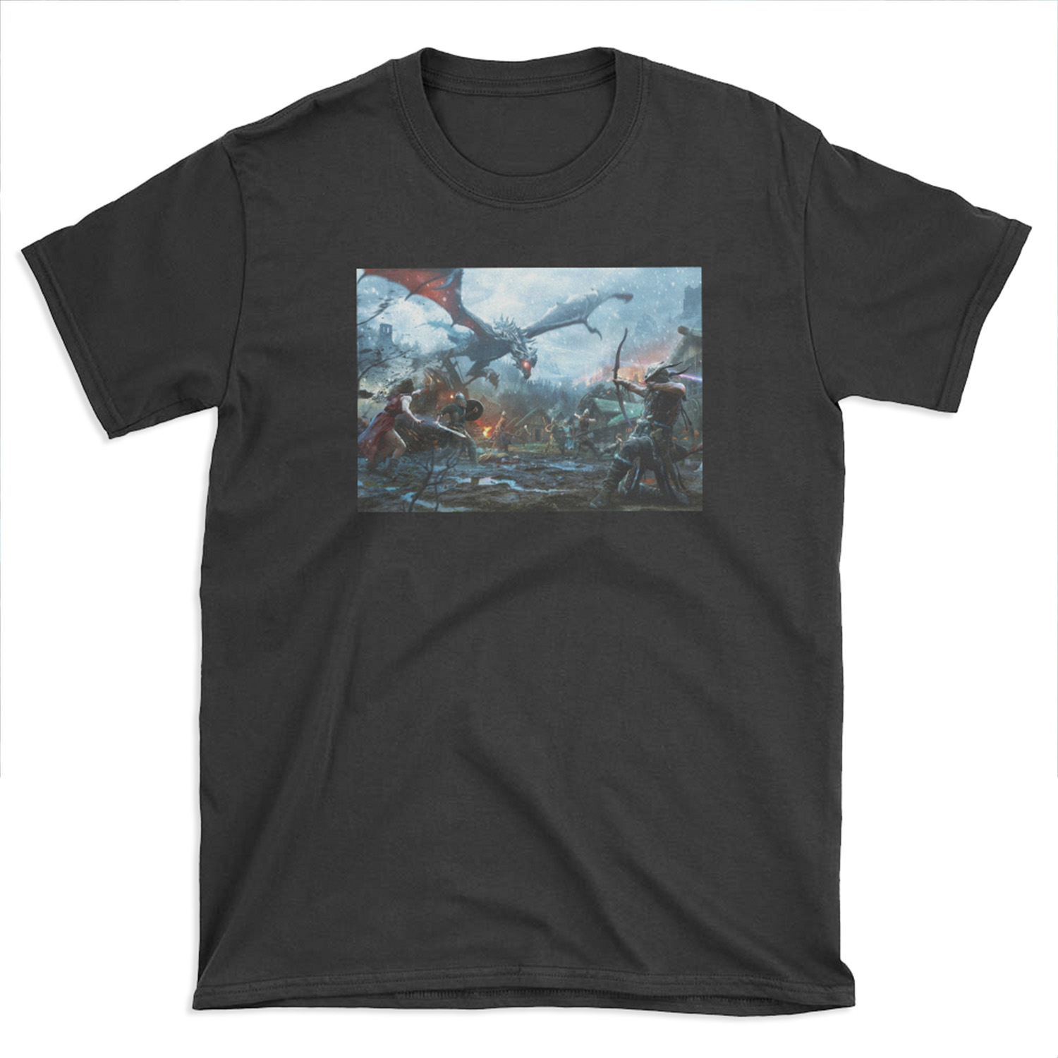 Skyrim- Dragon Battle T-shirt Tee