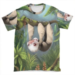 Sloth With Baby AOP T-shirt Tee