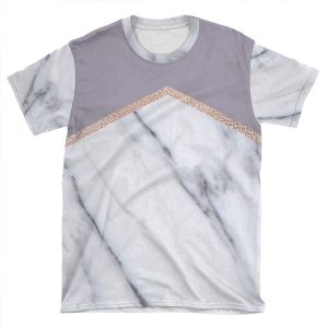 Smokey Lilac - Rose Gold Geometric Marble AOP T-shirt Tee