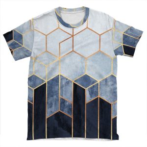 Soft Blue Hexagons AOP T-shirt Tee