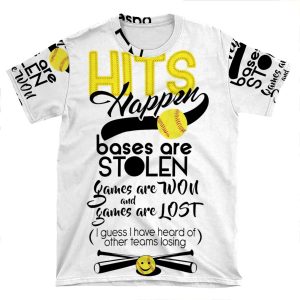 Softball, Hits Happen AOP T-shirt Tee