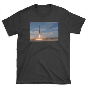 SpaceX Falcon Heavy Boosters Landing (8K resolution) T-shirt Tee
