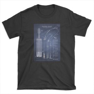 SpaceX Falcon Heavy Spacecraft NASA Rocket Blueprint in High Resolution (dark blue) T-shirt Tee