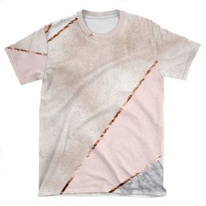 Spliced Mixed Rose Gold Marble AOP T-shirt Tee