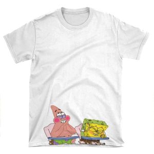 Spongebob And Patrick Laughing Hd AOP T-shirt Tee