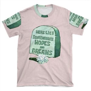 Spongebob Here Lies Squidward's Hopes And Dreams AOP T-shirt Tee