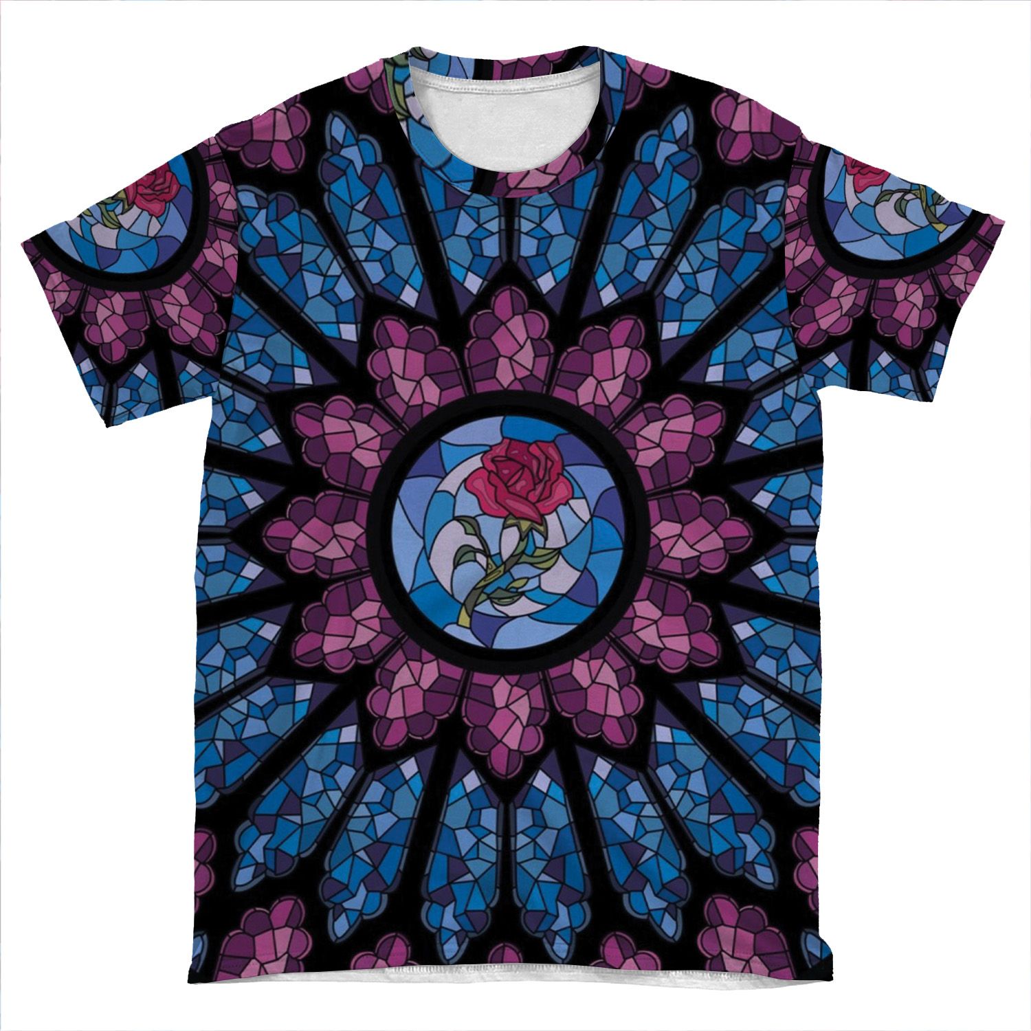 Stained Glass Rose AOP T-shirt Tee