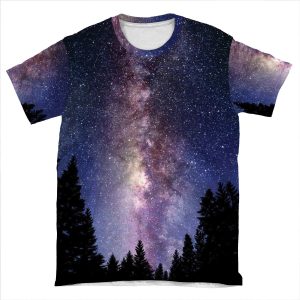 Starry Night Forest - Galaxy Stars AOP T-shirt Tee