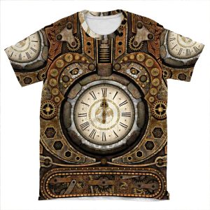 Steampunk Vintage Time Machine AOP T-shirt Tee