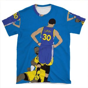 Steph Curry Standing Over Lebron AOP T-shirt Tee