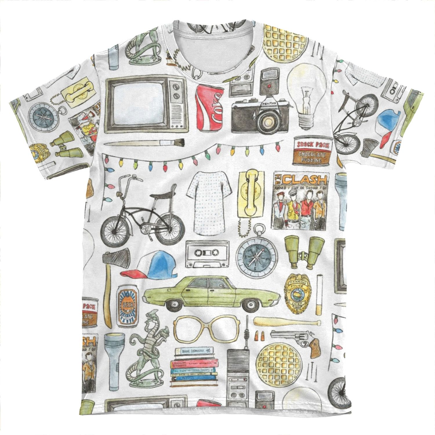 Stranger Things Object Illustration Barb Glasses Quote Eggs 011 Upside Down Demogorgon Eleven AOP T-shirt Tee