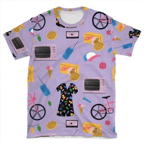 Stranger Things Pattern Purple AOP T-shirt Tee