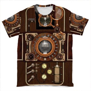 Stylish Steampunk Vintage Camera (Tlr) No.1 Steampunk S AOP T-shirt Tee