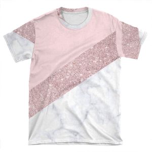 Stylish White Marble Rose Gold Glitter Pink AOP T-shirt Tee