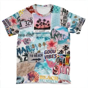 Summer Break Collage AOP T-shirt Tee