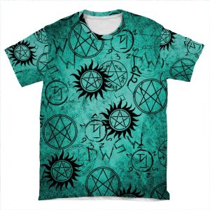Supernatural Teal AOP T-shirt Tee
