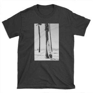 Surfboard Black and White Wall Art T-shirt Tee