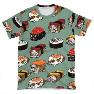 Sushi English Bulldog AOP T-shirt Tee