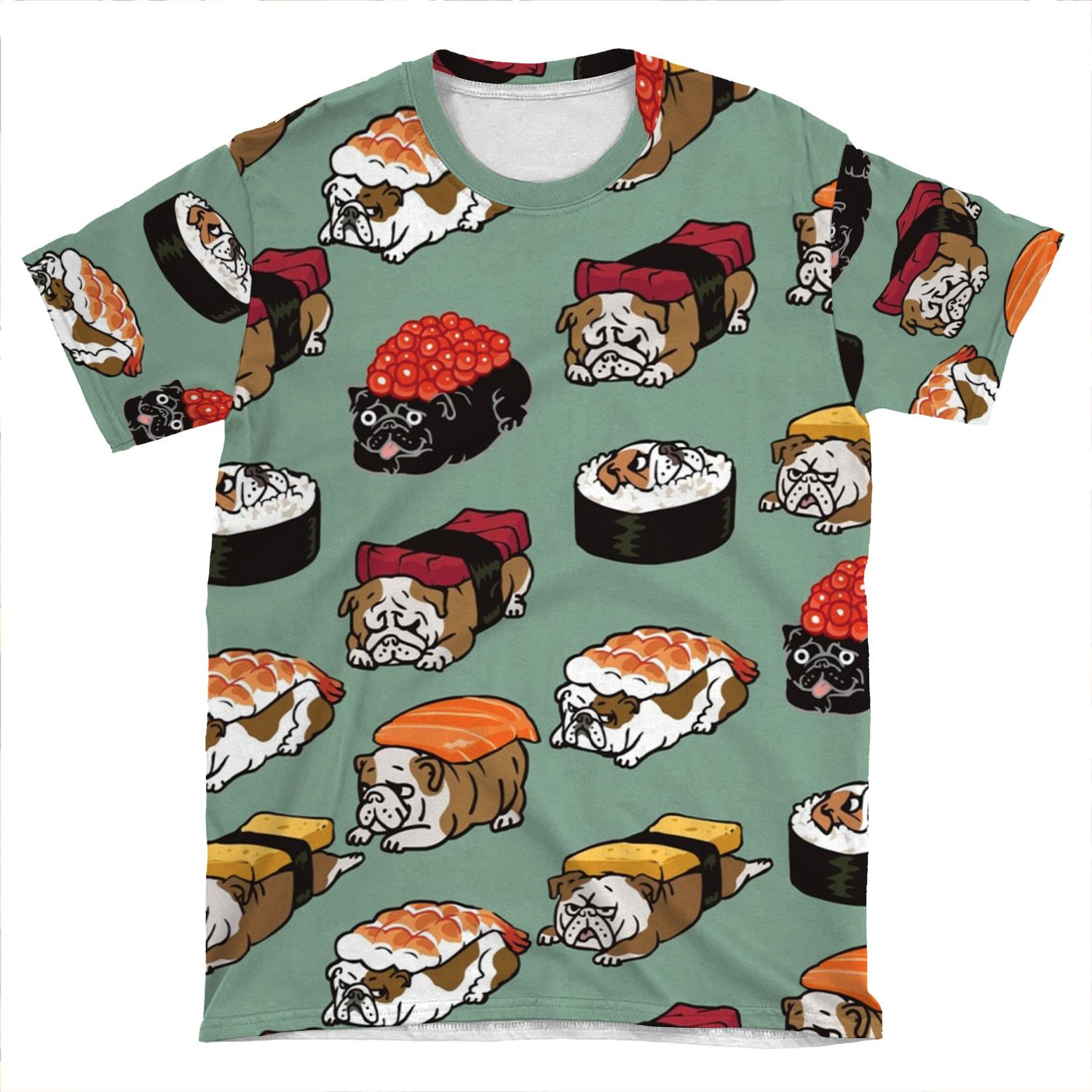 Sushi English Bulldog AOP T-shirt Tee