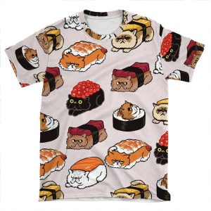 Sushi Persian Cat AOP T-shirt Tee