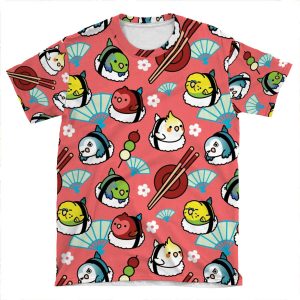 Sushi Time With Cody The Lovebird & Friends AOP T-shirt Tee
