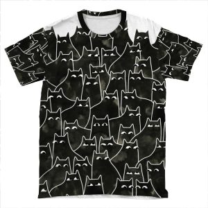 Suspicious Cats AOP T-shirt Tee
