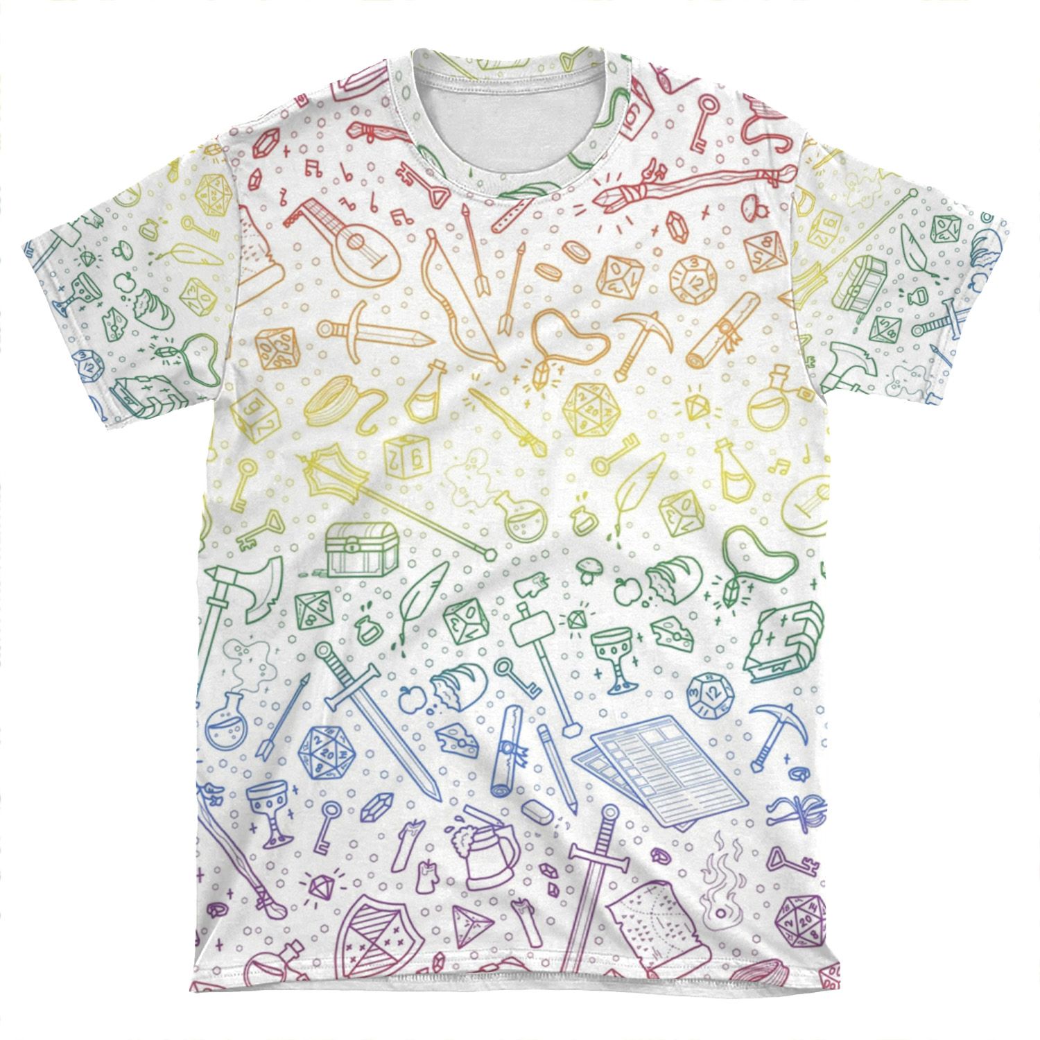Tabletop Rpg Pattern Rainbow AOP T-shirt Tee
