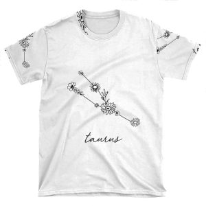 Taurus Zodiac Wildflower Constellation AOP T-shirt Tee