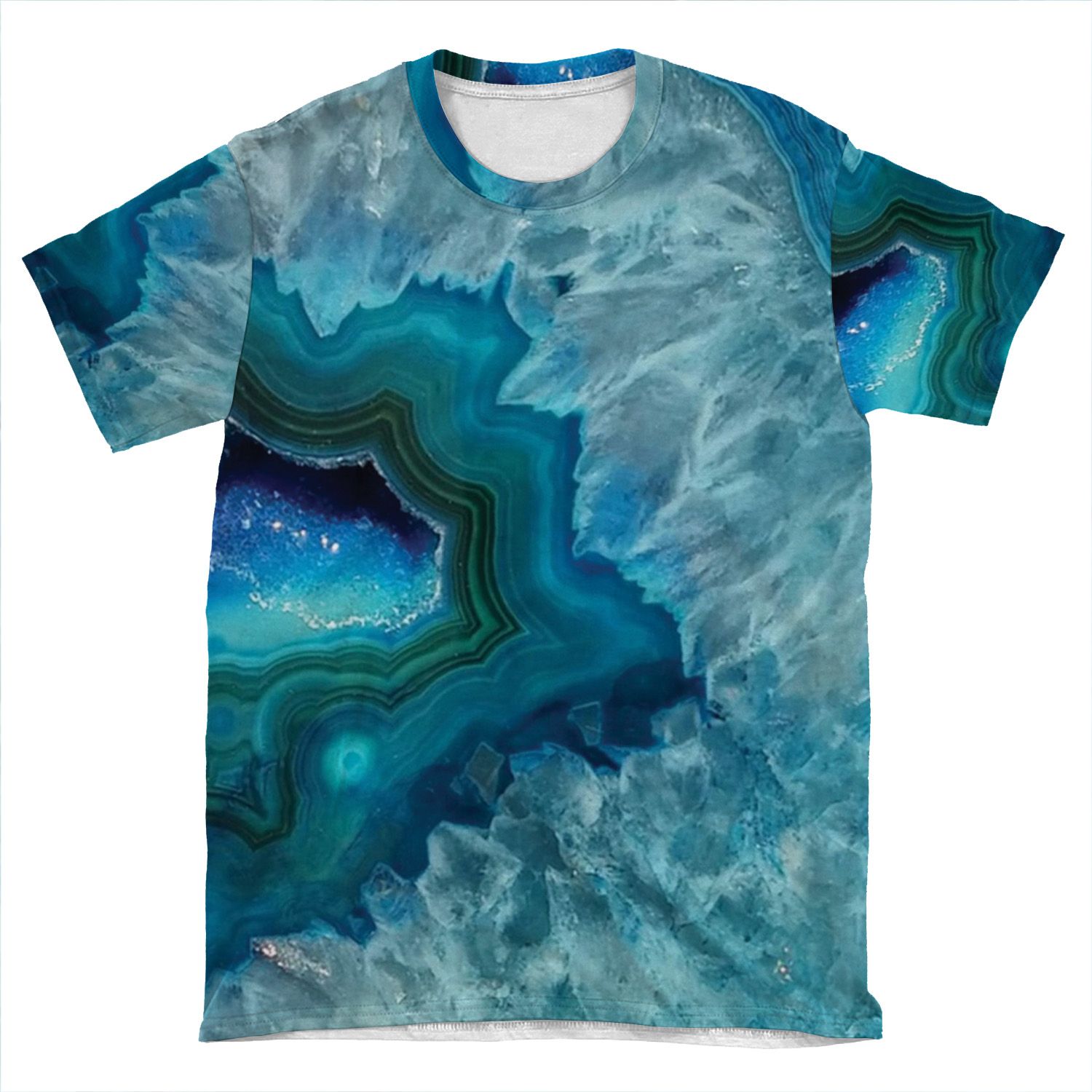 Teal Druzy Agate Quartz AOP T-shirt Tee