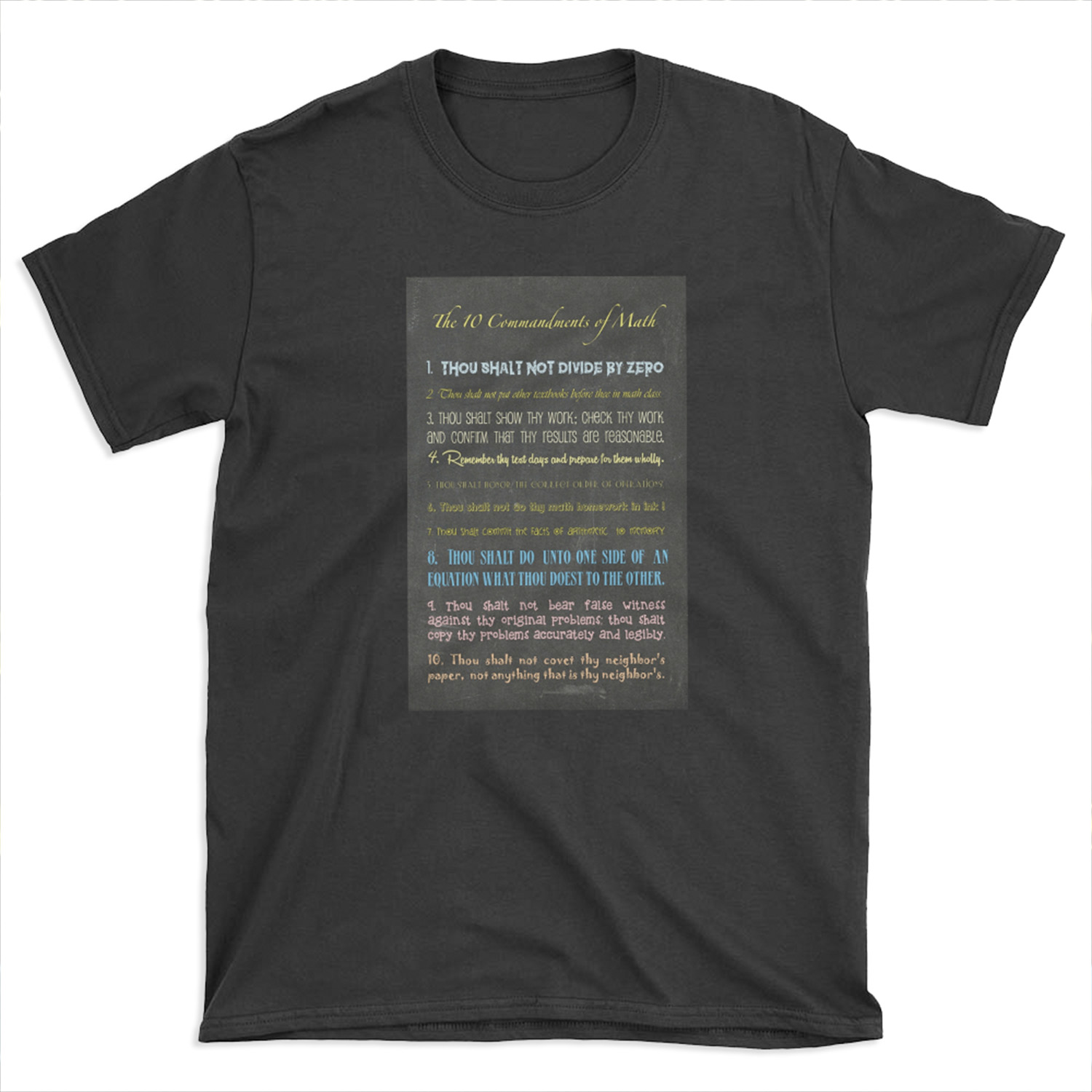 Ten Commandments of Math T-shirt Tee