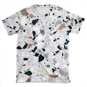 Terrazzo Black, White, Grey And Bronze AOP T-shirt Tee