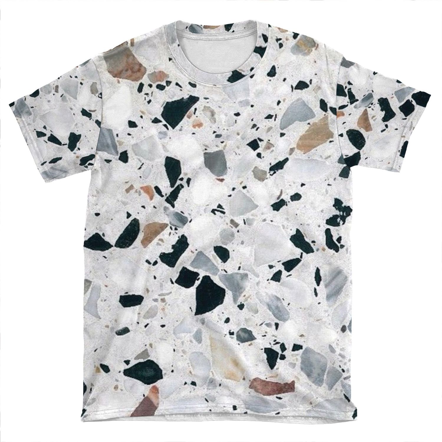 Terrazzo Black, White, Grey And Bronze AOP T-shirt Tee